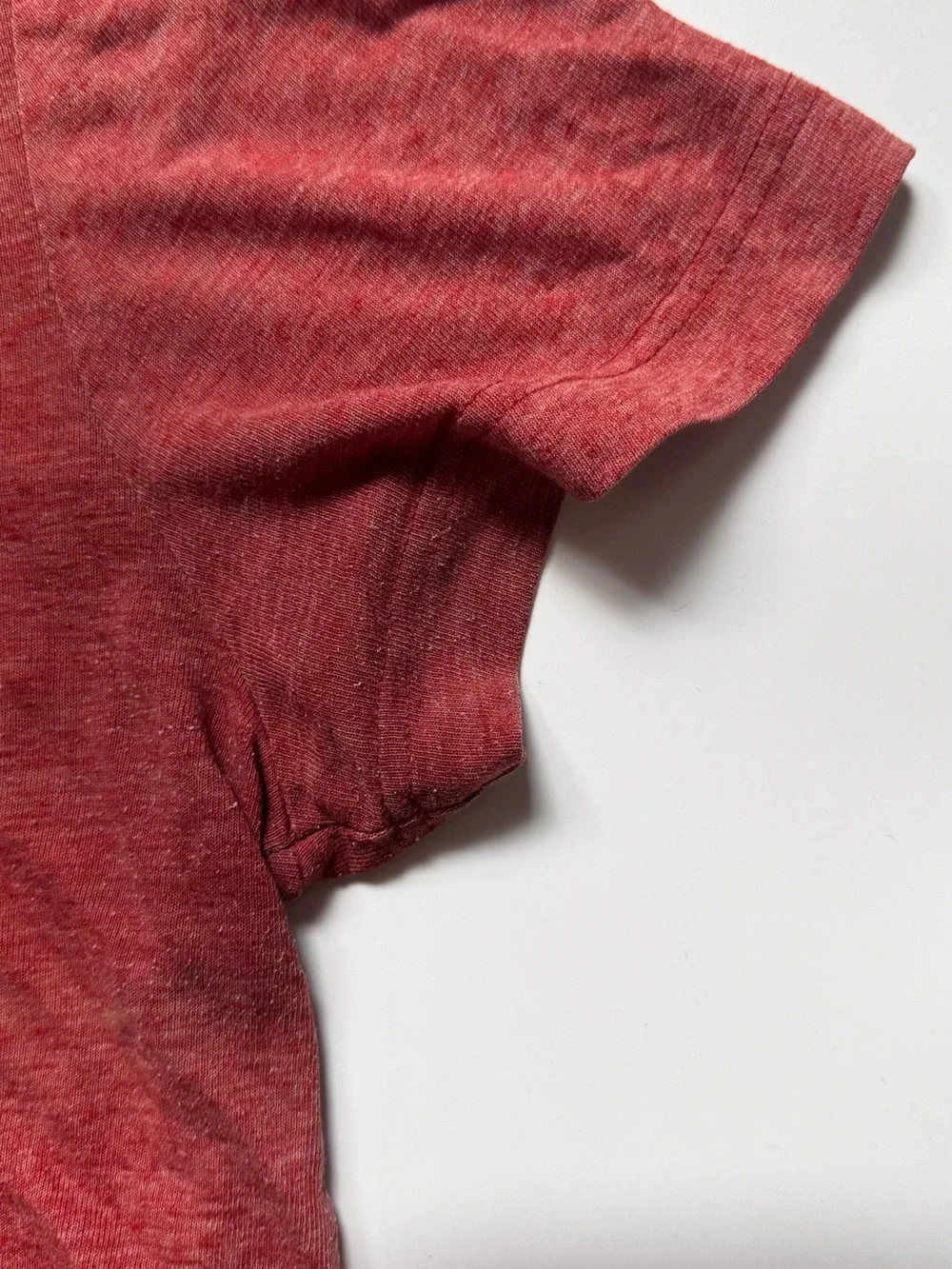 Banana Republic Linen Blend Red / Pink Henley Short Sleeve Shirt